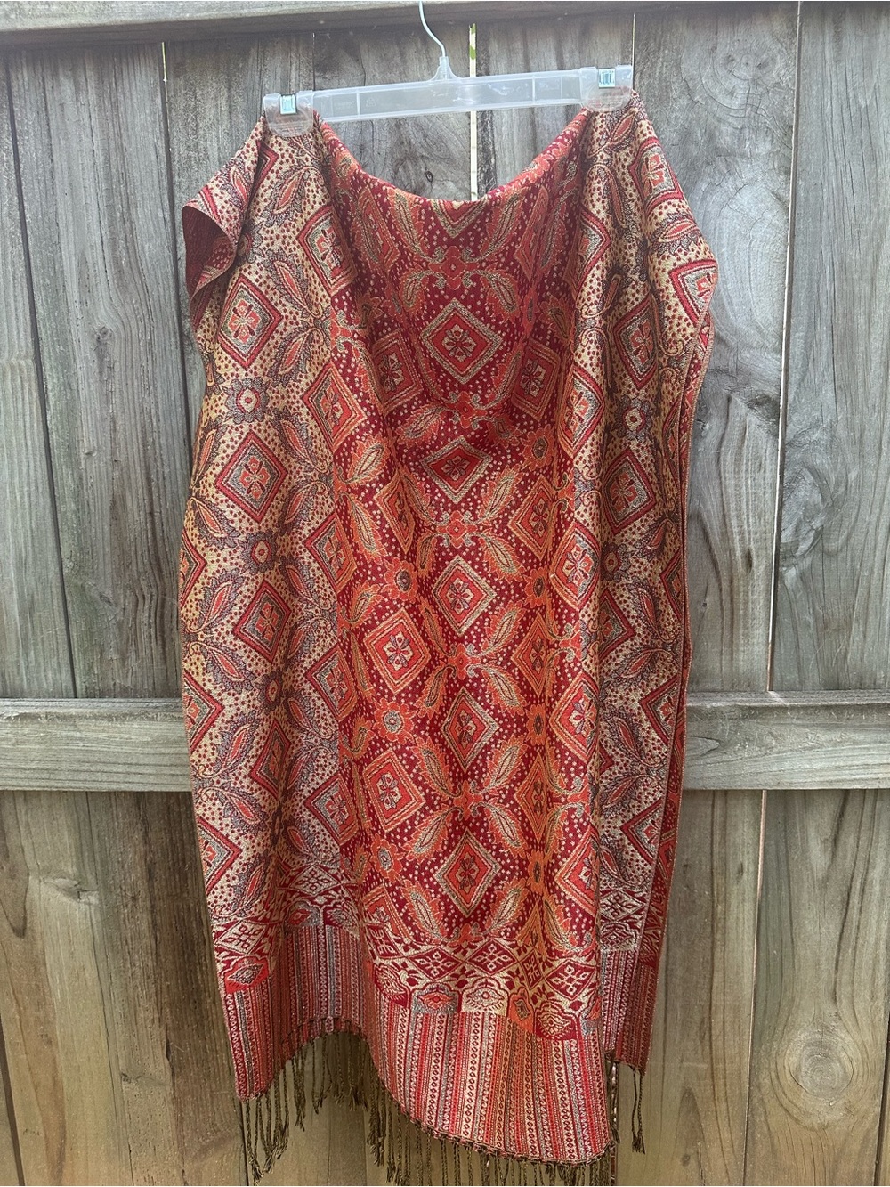 Stein Mart silk blend gold and red wrap